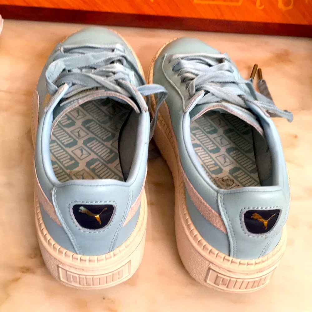 Puma Basket platform blue lace up Sneakers sz.8.5 - Picture 12 of 14